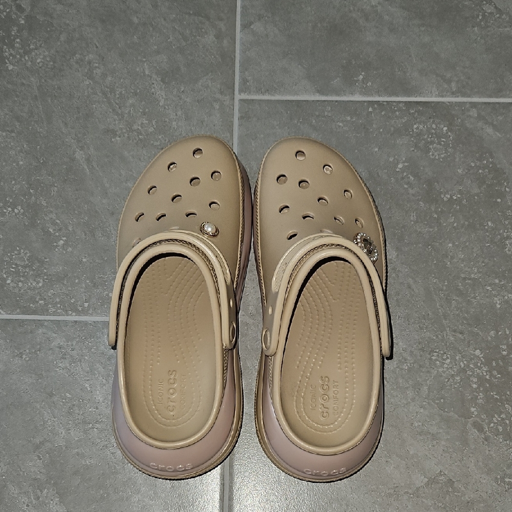 CROCS Tan Sandals with Perforated Design